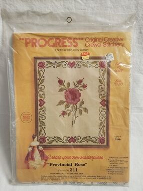 "Provincial Rose" Crewel Stitchery Wall Decor Kit